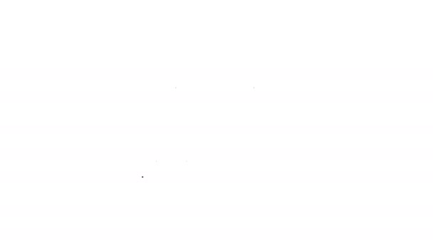 Linea nera icona stufa a gas isolato su sfondo bianco. Segno del piano cottura. Piano cottura con quattro bruciatori cerchio. Animazione grafica 4K Video motion — Video Stock
