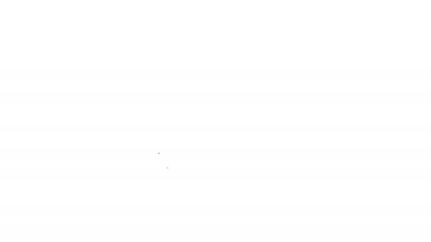 Línea negra Icono del guante del horno aislado sobre fondo blanco. Señal del portavasos de cocina. Guante de cocina. Animación gráfica de vídeo 4K — Vídeos de Stock