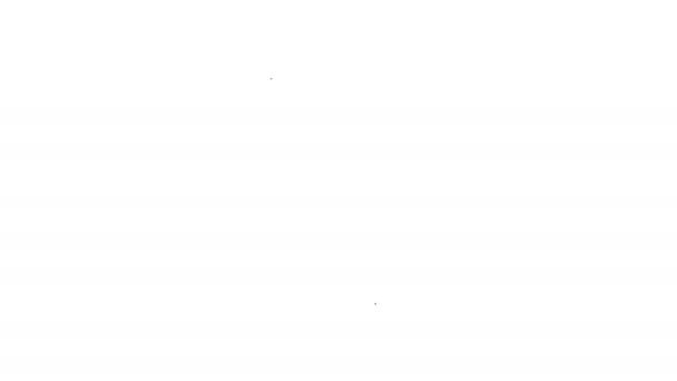 Zwarte lijn Koelkast pictogram geïsoleerd op witte achtergrond. Koelkast met vriesvak. Huishoudelijke technologie en apparaten. 4K Video motion grafische animatie — Stockvideo