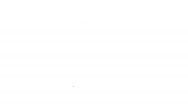 Εικόνα τριπτήρα μαύρης γραμμής που απομονώνεται σε λευκό φόντο. Σύμβολο κουζίνας. Μαγειρικό σκεύος. Σημάδι για μαχαιροπίρουνα. 4K Γραφική κίνηση κίνησης βίντεο — Αρχείο Βίντεο