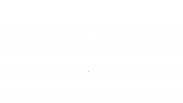 Línea negra Cubierta con una bandeja de alimento icono aislado sobre fondo blanco. Bandeja y tapa. Restaurante cloche con tapa. Símbolo de utensilios de cocina. Animación gráfica de vídeo 4K — Vídeos de Stock