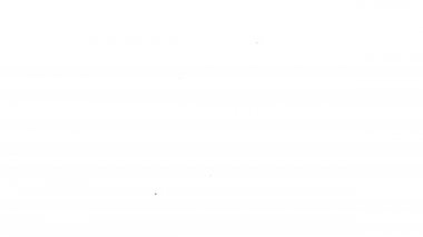 Siyah çizgi kahve makinesi simgesi beyaz arkaplanda izole edilmiş. 4K Video hareketli grafik canlandırması