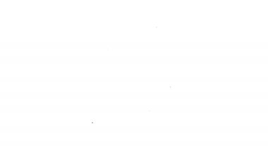 Siyah çizgi kahve makinesi simgesi beyaz arkaplanda izole edilmiş. 4K Video hareketli grafik canlandırması