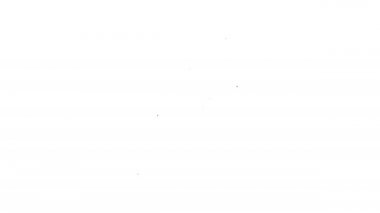 Siyah çizgi kahve makinesi simgesi beyaz arkaplanda izole edilmiş. 4K Video hareketli grafik canlandırması