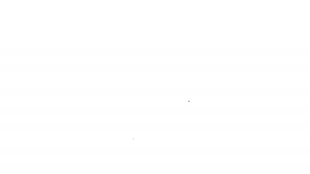 Linea nera Bruciare l'icona dei bastoncini di incenso aromatici isolati su sfondo bianco. Animazione grafica 4K Video motion — Video Stock