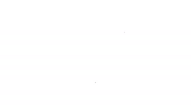 Línea negra Icono del filtro de papel café aislado sobre fondo blanco. Animación gráfica de vídeo 4K — Vídeo de stock