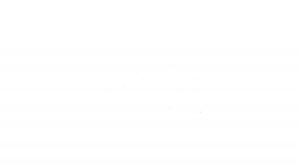 Linha preta ícone café francês isolado no fundo branco. Café de rua. Mesa e cadeiras. Animação gráfica em movimento de vídeo 4K — Vídeo de Stock