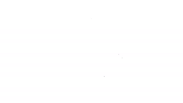 Línea negra Cubierta con una bandeja de alimento icono aislado sobre fondo blanco. Bandeja y tapa. Restaurante cloche con tapa. Símbolo de utensilios de cocina. Animación gráfica de vídeo 4K — Vídeo de stock