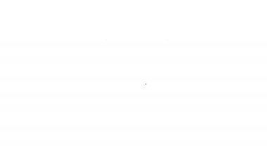 Siyah çizgili araba aküsü simgesi beyaz arkaplanda izole edildi. Akümülatör bataryası enerji ve elektrik akümülatörü bataryası. 4K Video hareketli grafik canlandırması