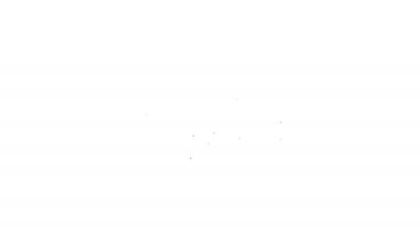 Siyah çizgi Churros ve çikolata ikonu beyaz arka planda izole edilmiş. Geleneksel İspanya tatlısı, Avrupa sokak yemekleri. 4K Video hareketli grafik canlandırması