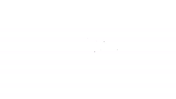Черная линия Женская рука с открытым фламенко вентилятора значок аксессуара изолированы на белом фоне. Видеографическая анимация 4K — стоковое видео