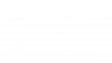 Barcelona 'daki siyah çizgi Sagrada Familia Katedrali, İspanya' nın beyaz arka planda izole edilmiş ikonu. 4K Video hareketli grafik canlandırması