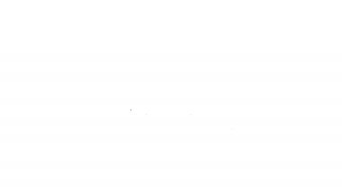 Beyaz arkaplanda siyah çizgi ekmek ve tuz izole edilmiş havlu ikonu. Ulusal yemek somunu. Geleneksel Ukrayna düğün ekmeği. 4K Video hareketli grafik canlandırması