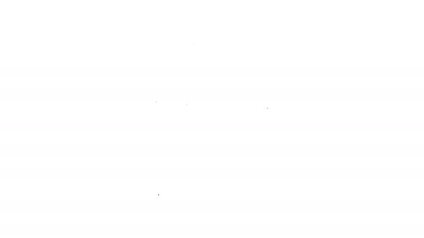 Černá čára Víno láhev se skleněnou ikonou izolované na bílém pozadí. Grafická animace pohybu videa 4K — Stock video