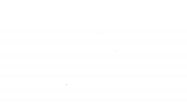 Zwarte lijn Beanie hoed pictogram geïsoleerd op witte achtergrond. 4K Video motion grafische animatie — Stockvideo