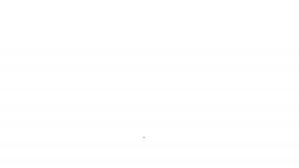 Linha preta Dumplings no ícone de garfo isolado no fundo branco. Pierogi, varenyky, pelmeni, ravioli. Comida tradicional ucraniana. Animação gráfica em movimento de vídeo 4K — Vídeo de Stock