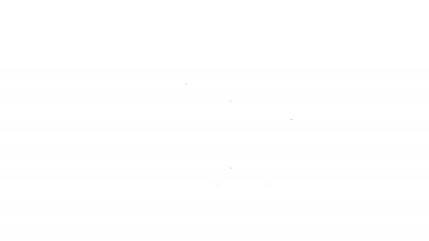 Linha preta Rolo de papel de um ícone de prensa de impressão isolado em fundo branco. Animação gráfica em movimento de vídeo 4K — Vídeo de Stock