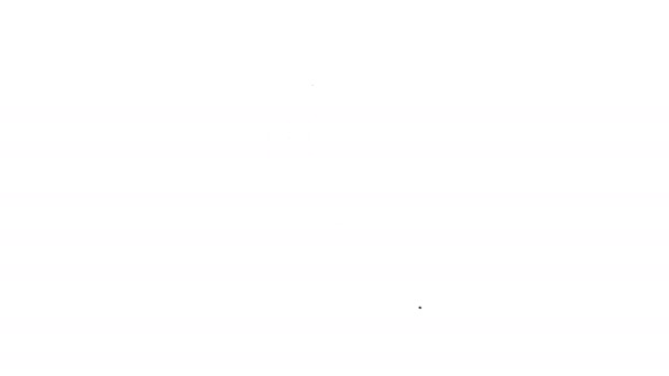 Zwarte lijn Kantoor multifunctionele printer kopieermachine pictogram geïsoleerd op witte achtergrond. 4K Video motion grafische animatie — Stockvideo