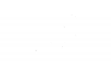 Beyaz zemin üzerinde siyah çizgi Oscilloscope sinyal dalga ikonu izole. 4K Video hareketli grafik canlandırması