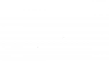 Beyaz zemin üzerinde müzik notası sembolü olan siyah çizgi dizüstü bilgisayar. 4K Video hareketli grafik canlandırması