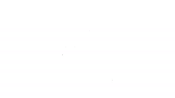 Línea negra Icono de lupa y análisis de datos aislado sobre fondo blanco. Animación gráfica de vídeo 4K — Vídeo de stock