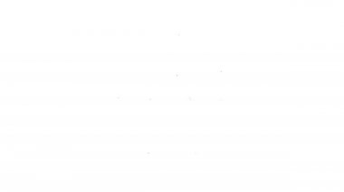 Beyaz arka planda izole edilmiş siyah ölçekli adalet simgesi. Hukuk mahkemesi sembolü. Denge tabelaları. 4K Video hareketli grafik canlandırması