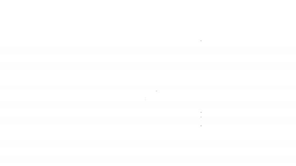Czarna linia Leżąca płonąca ikona opon odizolowana na białym tle. 4K Animacja graficzna ruchu wideo — Wideo stockowe