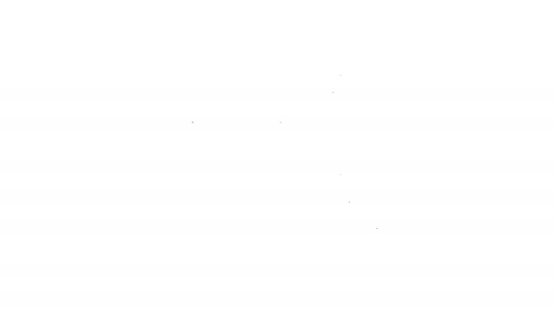 Línea negra Icono de martillo de juez aislado sobre fondo blanco. Martillo para la adjudicación de sentencias y proyectos de ley, corte, justicia. Martillo de subasta. Animación gráfica de vídeo 4K — Vídeo de stock