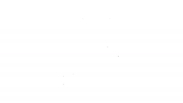 Черная линия пуленепробиваемый жилет для защиты от пуль значок изолирован на белом фоне. Знак бронежилета. Военная одежда. Видеографическая анимация 4K — стоковое видео