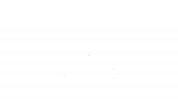 Czarna linia Leżąca płonąca ikona opon odizolowana na białym tle. 4K Animacja graficzna ruchu wideo — Wideo stockowe