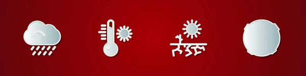 Set Cloud Rain Meteorology Thermometer Drought Moon Icon Vektor — Stockový vektor