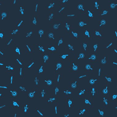 Keskin nişancı görüşünü, Paw aramasını, Whistle ve Hunter bıçağını kusursuz desene ayarlayın. Vektör.