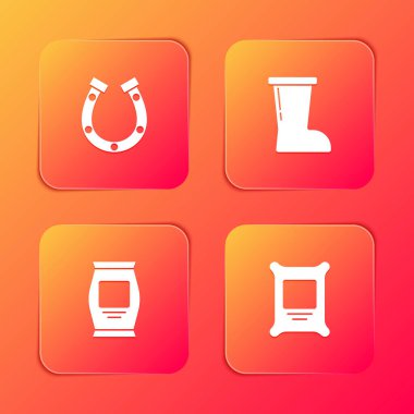 At nalı, su geçirmez lastik bot, gübre torbası ve ikon. Vektör.