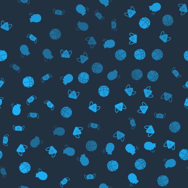 Seth Man öksürüyor, tıbbi koruyucu maske takıyor, Dünya 'da tıbbi ve sorunsuz bir düzen var. Vektör.