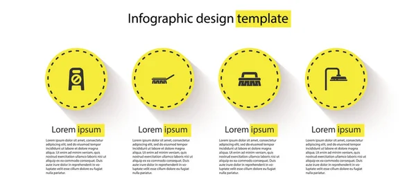 Definir Piso Molhado Limpeza Andamento Escova Para Cabeça Chuveiro Modelo — Vetor de Stock