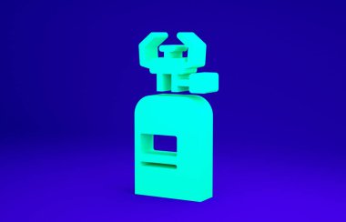Yeşil Kamp gaz sobası ikonu mavi arka planda izole edildi. Taşınabilir gaz ocağı. Yürüyüş, kamp malzemeleri. Minimalizm kavramı. 3d illüstrasyon 3B canlandırma