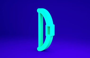 Mavi arkaplanda yeşil yay simgesi izole edildi. Minimalizm kavramı. 3d illüstrasyon 3B canlandırma