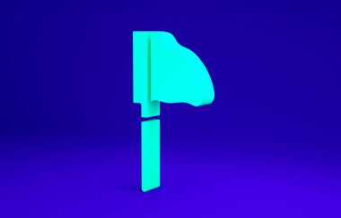 Mavi arka planda balık ikonu olan yeşil balık ağı. Minimalizm kavramı. 3d illüstrasyon 3B canlandırma