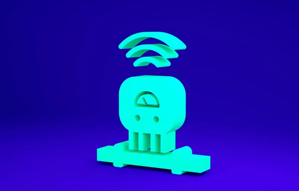 Icono del sistema de sensores Green Smart aislado sobre fondo azul. Concepto de Internet de las cosas con conexión inalámbrica. Concepto minimalista. 3D ilustración 3D render —  Fotos de Stock