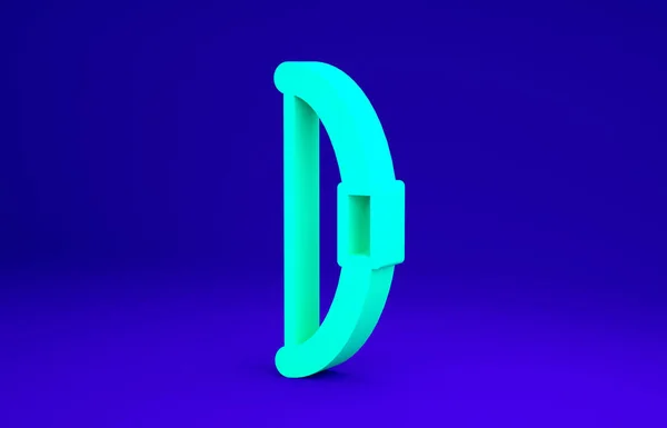 녹색 활 아이콘은 파란색 배경에 분리되어 있습니다. 미니멀리즘의 개념입니다. 3d 삽화 3D 렌더링 — 스톡 사진