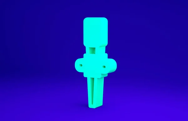 Zöld Fáklya láng ikon elszigetelt kék háttérrel. Szimbólum tűz forró, láng energia, láng és hő. Minimalizmus koncepció. 3d illusztráció 3D render — Stock Fotó