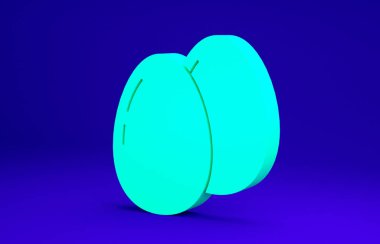Yeşil Tavuk yumurta ikonu mavi arkaplanda izole edildi. Minimalizm kavramı. 3d illüstrasyon 3B canlandırma