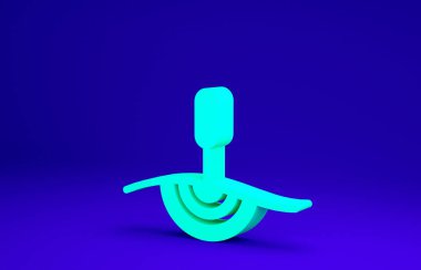 Mavi arka planda yeşil akupunktur terapisi ikonu izole edildi. Çin ilacı. Holistik ağrı kontrol tedavileri. Minimalizm kavramı. 3d illüstrasyon 3B canlandırma