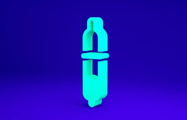 Yeşil Pipette simgesi mavi arkaplanda izole edildi. Tıbbi elementler, kimya laboratuarı ekipmanları. Damlalı boru. Tıp sembolü. Minimalizm kavramı. 3d illüstrasyon 3B canlandırma