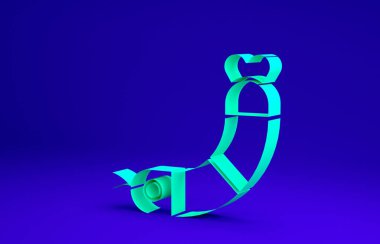 Mavi arkaplanda yeşil karides simgesi izole edildi. Minimalizm kavramı. 3d illüstrasyon 3B canlandırma