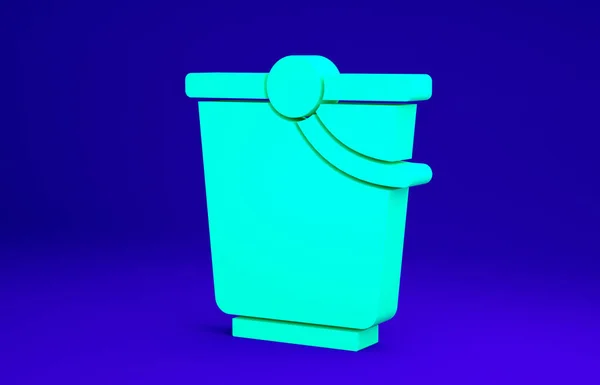 Zielona ikona Wiadro izolowane na niebieskim tle. Koncepcja minimalizmu. Ilustracja 3D 3D renderowania — Zdjęcie stockowe