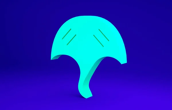 Πράσινο εικονίδιο Stingray απομονώνεται σε μπλε φόντο. Μινιμαλιστική έννοια. 3d απεικόνιση 3D καθιστούν — Φωτογραφία Αρχείου