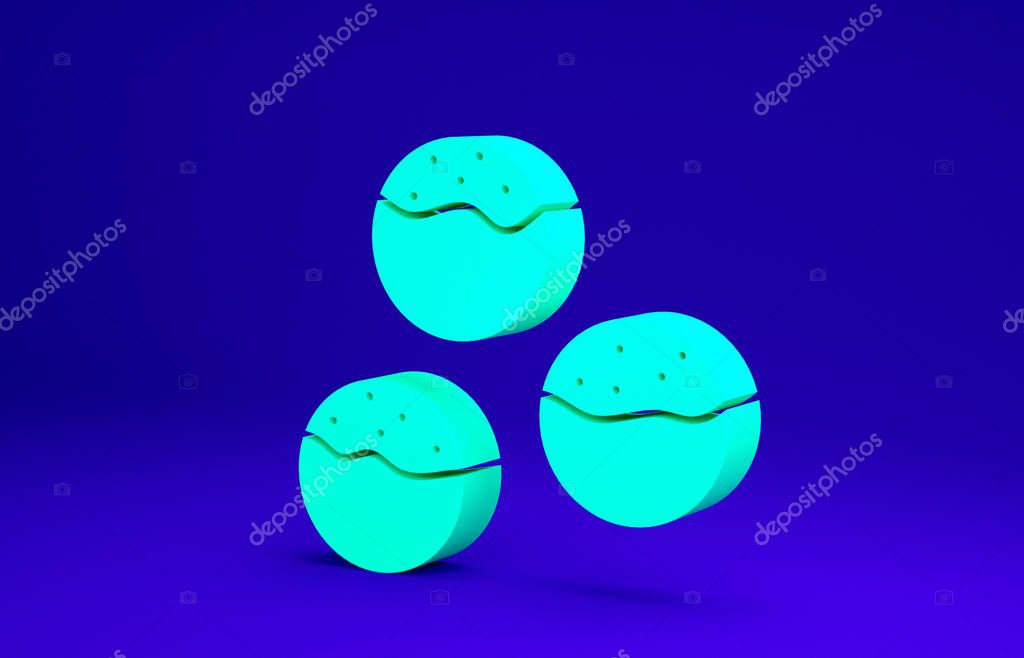 Green Takoyaki icon isolated on blue background. Japanese street food. Minimalism concept. 3d illustration 3D render.