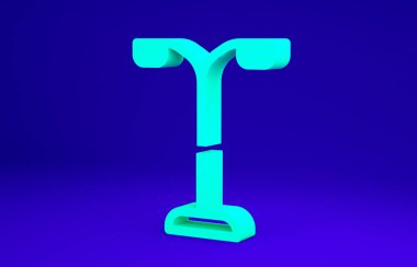 Yeşil Sokak ışık sistemi simgesi mavi arkaplanda izole edildi. Minimalizm kavramı. 3d illüstrasyon 3B canlandırma