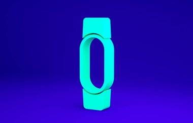 Yeşil Zeka simgesi mavi arkaplanda izole edildi. Minimalizm kavramı. 3d illüstrasyon 3B canlandırma